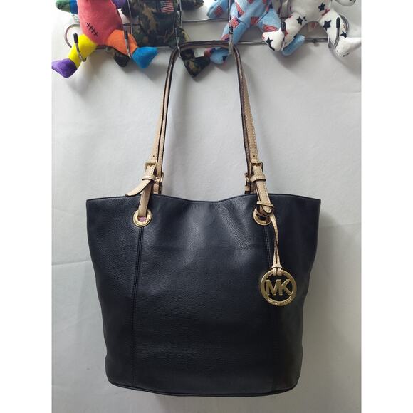 Michael Kors Jet Set Black Soft Leather Double Handles Tote Shoulder Bag - Picture 6 of 16